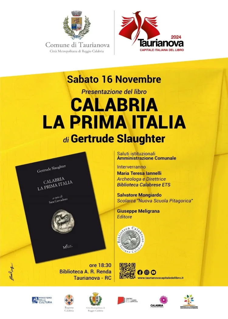 A Taurianova (R.C) sabato 16 novembre ore 18 si dirà come e perché il nome Italia sia nato in Calabria  “motore e fenomeno della Storia”